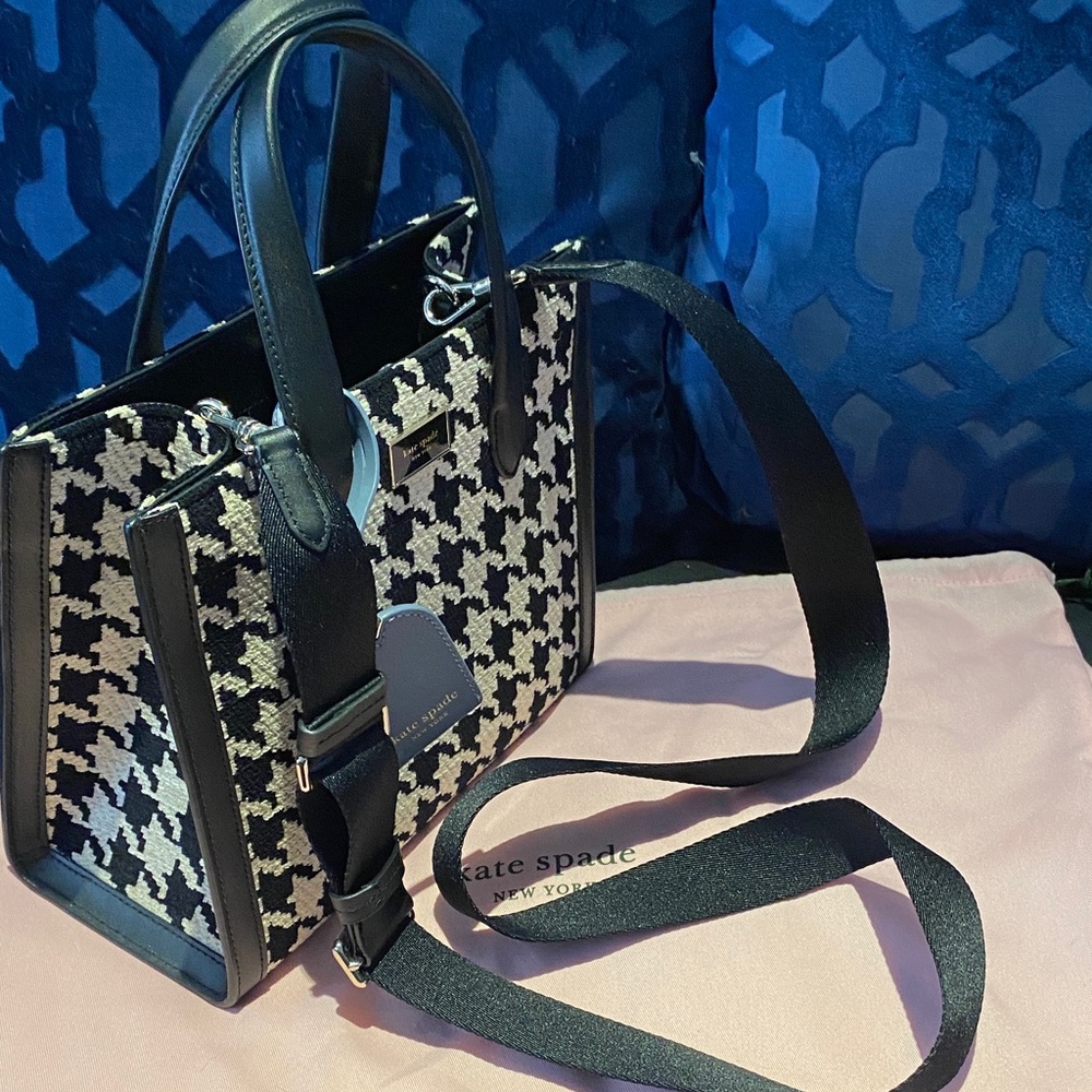 Kate Spade Black and Cream Houndstooth Tote - Picture 7 of 8